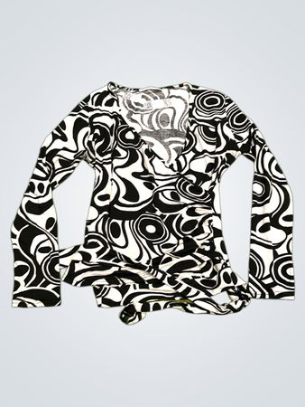 Xanaka Black and White Swirl Print Langarmshirt