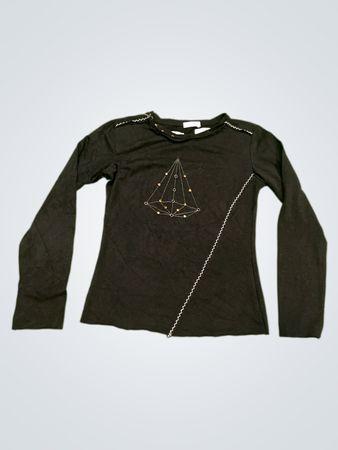 FRAGANC Schwarzes Langarmoberteil mit geometrischem Design