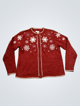 Croft & Barrow Roter Schneeflocken-Cardigan