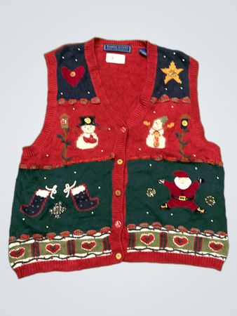 Karen Scott handbestickte Weihnachtsweste