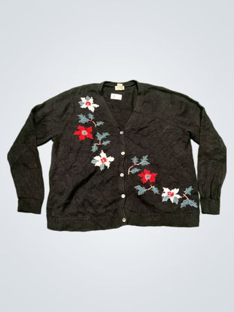 Classic Elements Woman 20-22W Schwarzer Ramie-Baumwoll-Cardigan