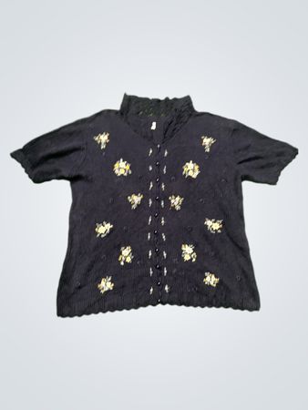 Vintage Vanguard besticktes Kurzarmpullover
