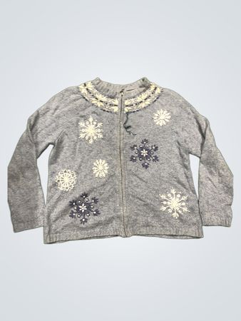 Croft & Barrow Damen blauer Schneeflocken-Reißverschluss-Pullover