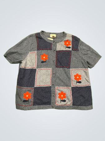 Breckenridge Damen Kurzarm-Patchwork-Blumenstrickjacke