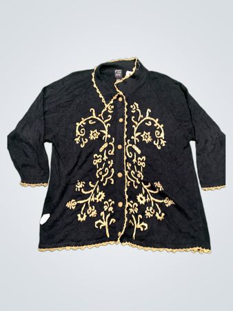 Jacque und Koko Schwarzer Bestickter Cardigan