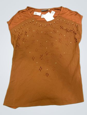 Yessica Damen T-Shirt in Braun mit Cut-out