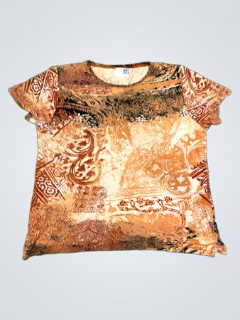 Orange- und Braun gemustertes T-Shirt