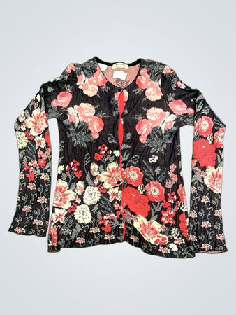 Aldo Martins Damen Strickjacke mit schwarzem Blumenmuster