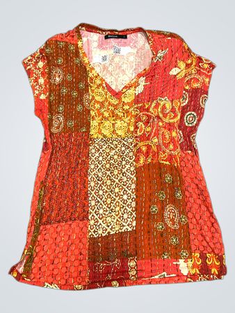 Desigual Patchwork V-Ausschnitt T-Shirt