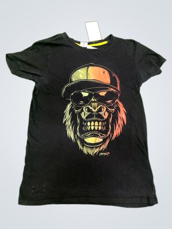 Schwarzes T-Shirt mit Gorilla-Grafik