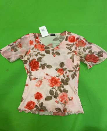 OTTO KERN Rose Print Sheer Top