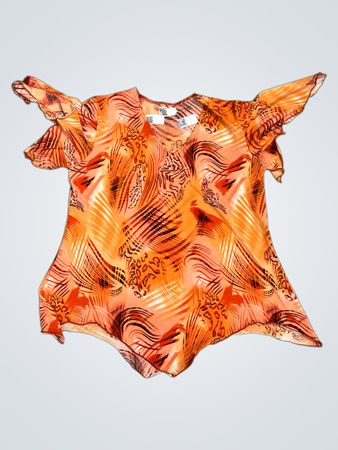 Orange Abstract Print Top