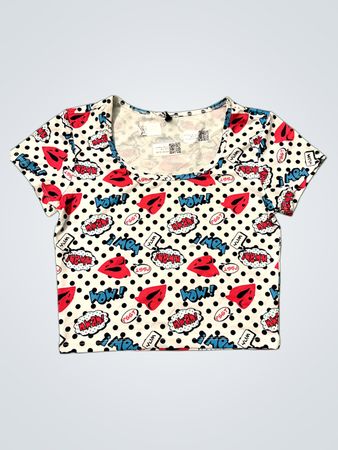 Damen-Crop-Top mit Comic-Print