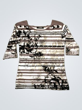 Gollehaug Collection gestreiftes Top mit Blumen- und Tiermuster