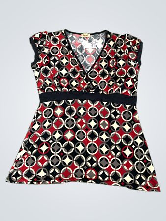 Charbell Paris Damen Top mit geometrischem Muster und V-Ausschnitt