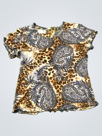 Damenoberteil mit Paisley- und Leopardenmuster