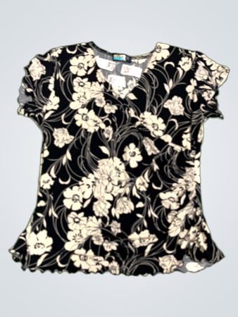 Saloos Collection Schwarzes und Weißes Oberteil mit Blumenmuster