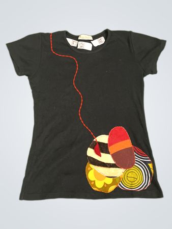 Luna Bianca Fabrique En France schwarzes T-Shirt mit Applikation
