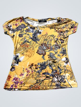 Sisters Point Gelbes T-Shirt mit Blumenmuster