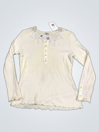 Regence Women's weiße Langarmbluse mit Blumenmuster