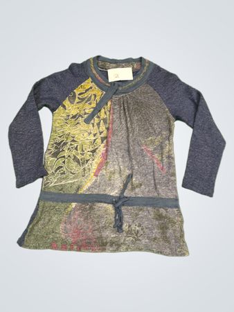 Langärmlige Tunika mit abstraktem Print und Bindegürtel