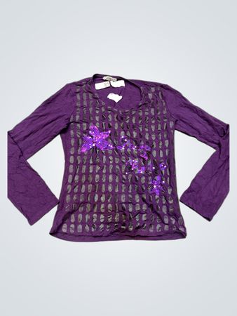 DAKSI Purple Langarm-Oberteil mit Pailletten