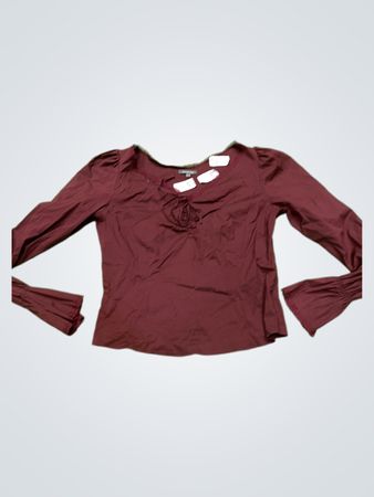 Street One Burgunder Spitzenbesatz Langarmshirt