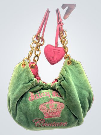 Juicy Couture Green Velour Crown Handbag