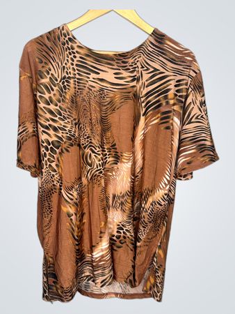 Braunes Tiermuster T-Shirt