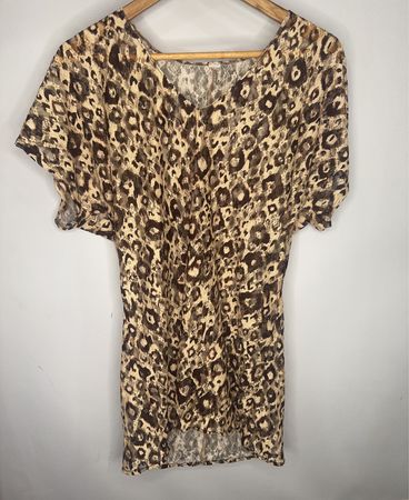 Damen Leopardenmuster Dolman Ärmel Top