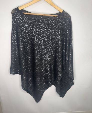 Schwarzer Pailletten-Poncho
