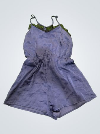 New Look Navy Blue Romper with Lace Trim