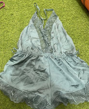Light Blue Romper with Lace Details