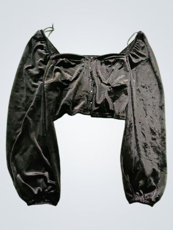 New Look Black Velvet Off-Shoulder Crop Top