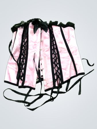 Pink Corset with Black Lace and Ribbons