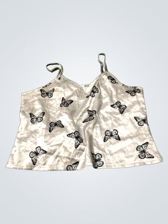 White Cami Top with Butterfly Print