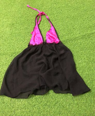 Black and Pink Halter Babydoll