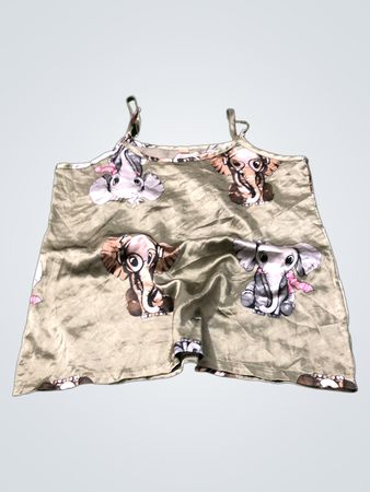 Satin Tank Top with Elephant Print
