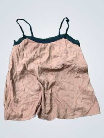 Brown camisole with black lace trim