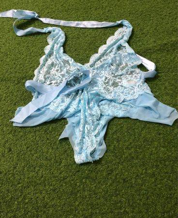 Blue Lace Babydoll with Ribbon