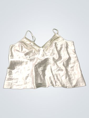 White Satin Cami Top with Lace Trim