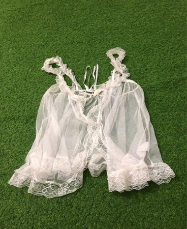 White sheer lace trim babydoll