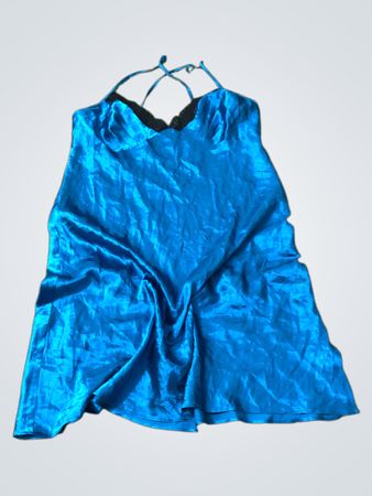 SECRETS Blue Satin Nightgown