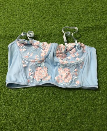 Blue floral lace bralette