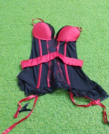 Black and Red Corset with Garters