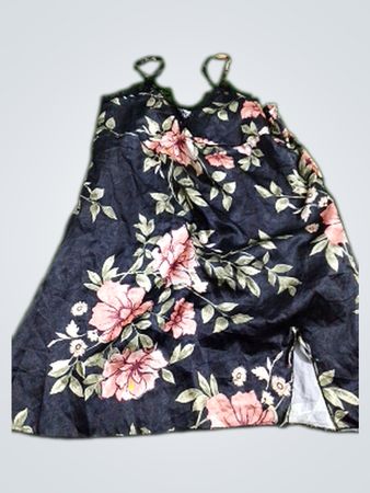 Black Floral Print Nightgown