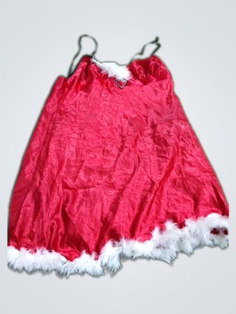 Red Nightgown with White Fur Trim