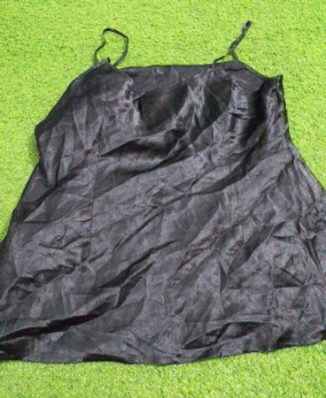Black satin slip dress