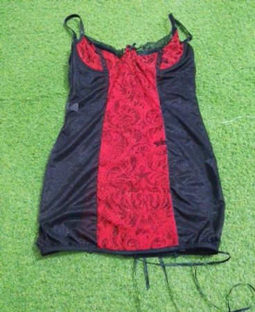 Black and Red Lingerie Dress with Lace and Corset Back