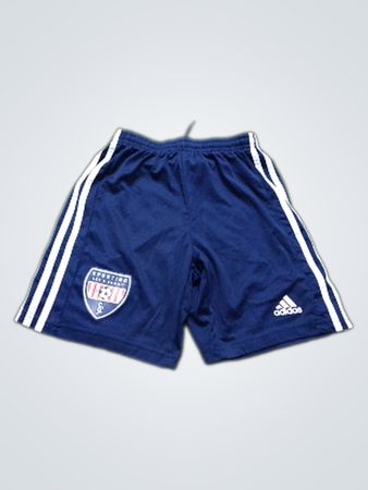 Shorts de football bleu marine Adidas avec des rayures blanches